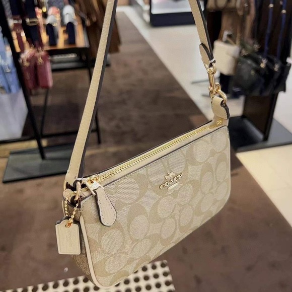 Coach Nolita 19 In Blocked Signature Canvas Gold/Light Khaki/Ivory Multi - Picture 13 of 14